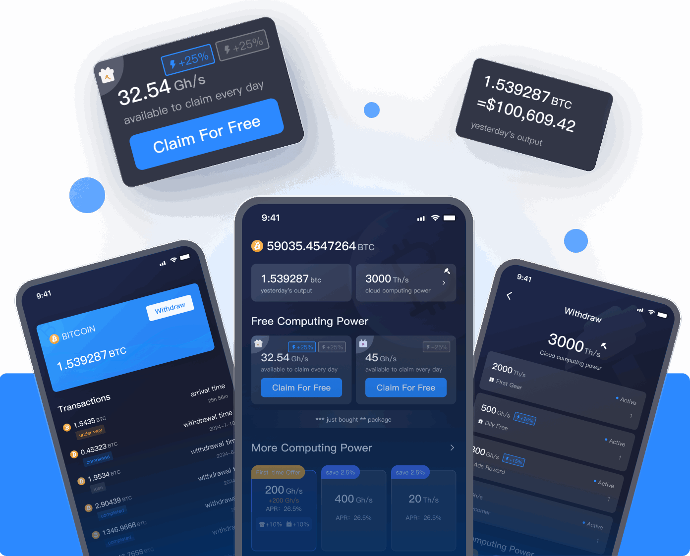 Bitcoin Mining app interface from the original website